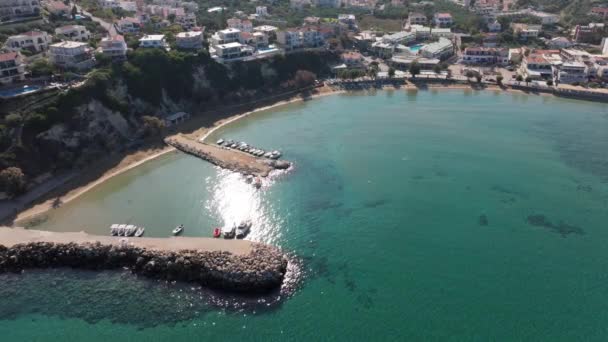 Kreta Grecja Strzał Drona Lotniczego Plaża Falassarna Chanii Laguna Elafonisi — Wideo stockowe