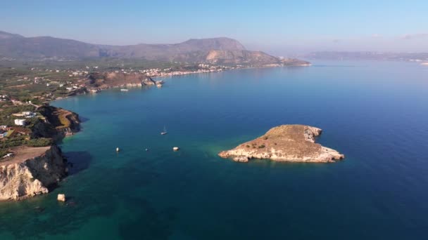 Crète Grèce Drone Aérien Plage Falassarna Canée Lagune Elafonisi Falassarna — Video