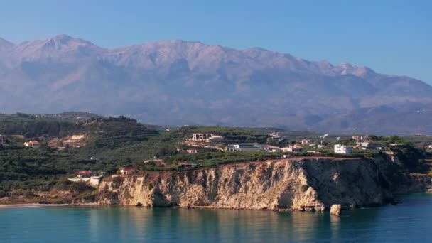 Luftaufnahme Der Insel Kreta Griechenland Berglandschaft Olivenhaine Und Weinberge Bei — Stockvideo