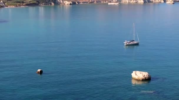 Κρήτη Ελλάδα Αεροπλάνο Επανδρωμένου Παραλία Φαλάσαρνα Στα Χανιά Λιμνοθάλασσα Ελαφονησίου — Αρχείο Βίντεο