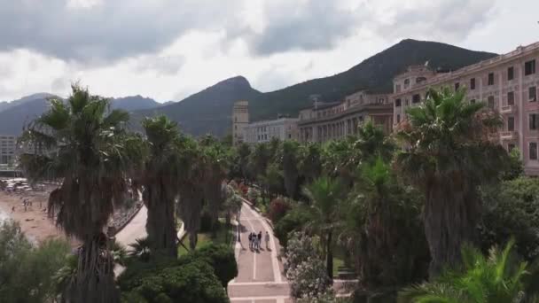 Panoraamanäkymät Salernoon Italiaan Amalfitana Italialainen Rantatie Salernon Maakunnassa Kaunis Näkymä — kuvapankkivideo