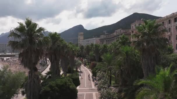 Panorámás Kilátás Nyílik Salerno Olaszország Amalfitana Egy Olasz Tengerparti Tartomány — Stock videók