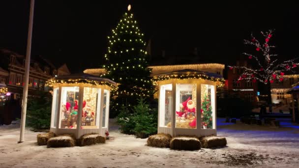 Copenhagen Decorated Christmas Holidays Denmark Viborg Shopping Street Historical Center — Stock Video