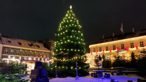 Copenhagen Decorated Christmas Holidays Denmark Viborg Shopping Street Historical Center — Stock Video