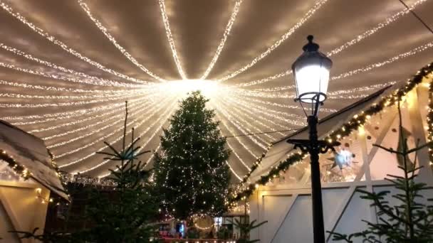 Copenhague Decorado Para Las Vacaciones Navidad Dinamarca Viborg Calle Comercial — Vídeos de Stock