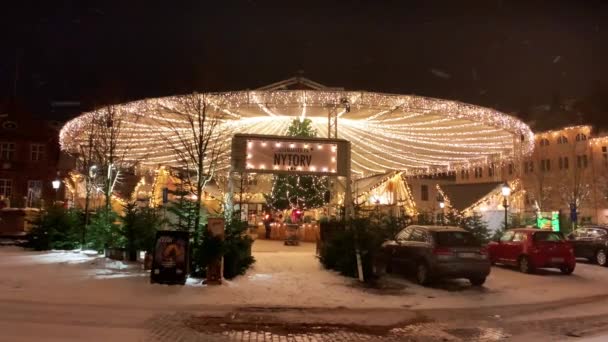 Copenaghen Decorato Vacanze Natale Danimarca Viborg Dello Shopping Nel Centro — Video Stock