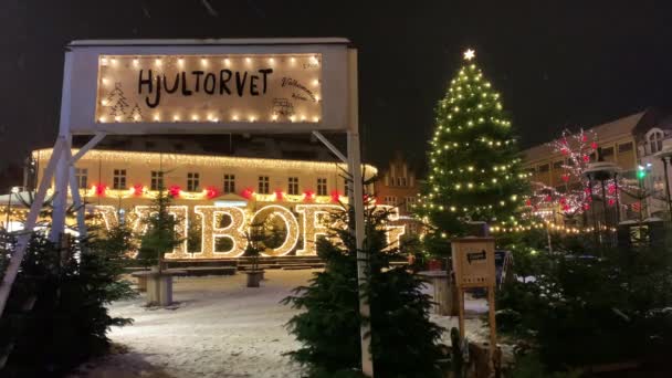 Decorado Para Las Vacaciones Navidad Dinamarca Copenhague Viborg Calle Comercial — Vídeos de Stock