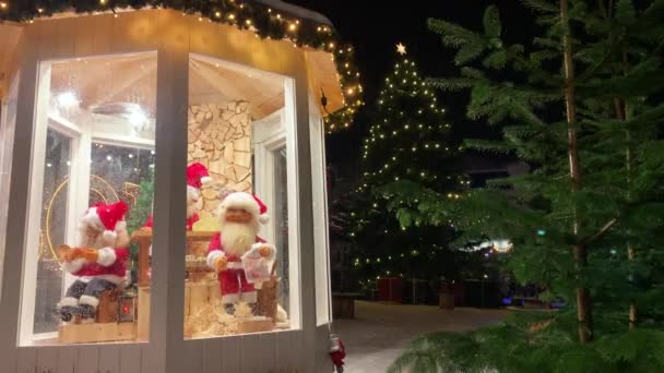 Díszített Karácsonyi Ünnepek Dánia Koppenhága Viborg Bevásárlóutca Történelmi Központjában Aarhus — Stock videók