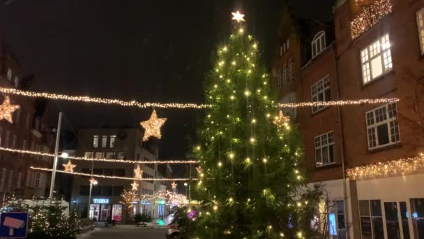 Décoré Pour Les Vacances Noël Danemark Copenhague Viborg Rue Commerçante — Video