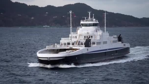 Noruega Increíble Vista Panorámica Barco Transbordador Barco Flotante Famoso Noruego — Vídeos de Stock