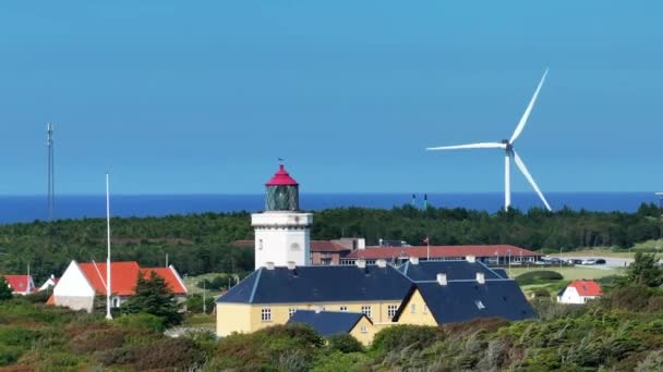 Kuzey Jutland Danimarka Avrupa Daki Deniz Fenerinin Hava Görüntüleri Danimarka — Stok video