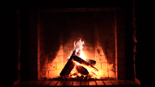 Kamin Gemütlich Entspannender Kamin Brennholz Flammen Eines Landhauses Wärme Und — Stockvideo