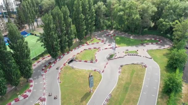 Kiev Oekraïne Race Track Zeemeeuw Kart Weg Issue Drone View — Stockvideo