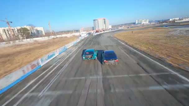 Fpv Kiev Ukrajina Dubna 2020 Letecký Top View Profesionální Řidič — Stock video