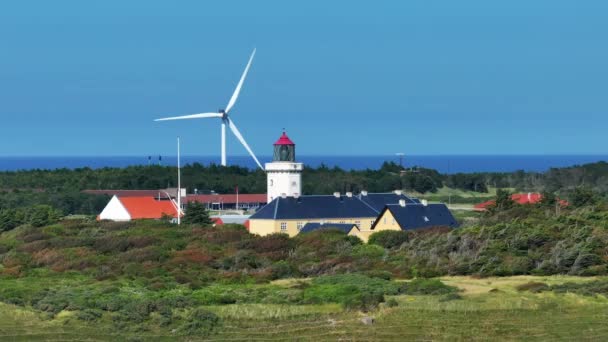 Aerial Footage Lighthouse North Jutland Denmark Europe Lighthouse Coast Denmark — Stock Video