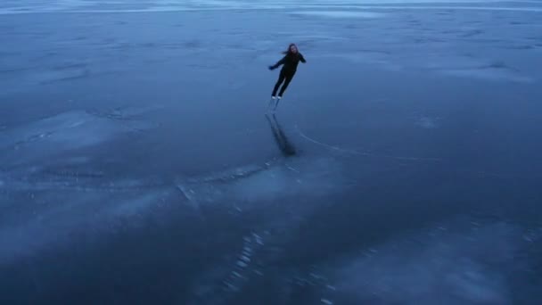 図スケート ユネスコ世界遺産の北極の自然景観 氷の世界 4Kでドローン空中ビュービデオ 気候変動と地球温暖化 アイスバーグ 南極のベイの空中ビュー — ストック動画