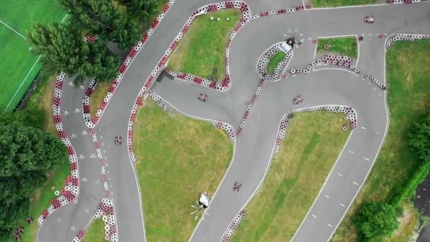 Pista Carreras Gaviota Kart Carretera Edición Drone View Piloto Kart — Vídeos de Stock
