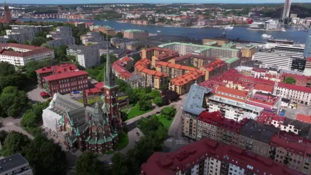 Fassbergs Kyrka Pemandangan Udara Gothenburg Swedia Pemandangan Udara Pusat Kota — Stok Video