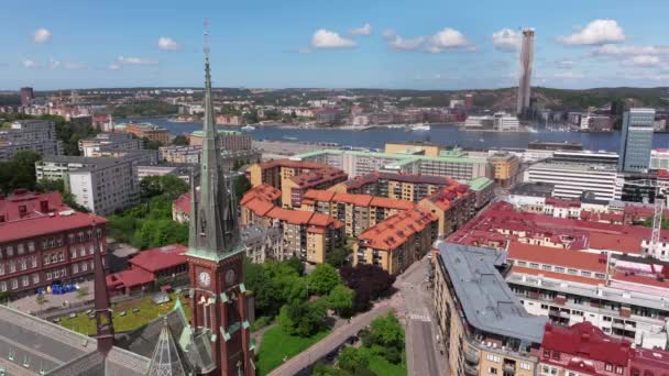 Fassbergs Kyrka Luftaufnahme Von Göteborg Schweden Luftaufnahme Der Innenstadt Ansicht — Stockvideo