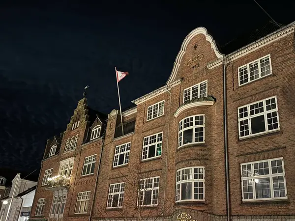 Historic houses in the central street of Viborg, Denmark