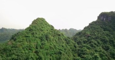  Asien, Güneydoğu Asya, Vietnam, Kuzey, Oğul Dağları, Karst Dağları Adada, Halong Körfezi, Gün doğumunda sisli dağların havadan görünüşü, phong nam Vadisi 'ndeki hava manzarası, manzara