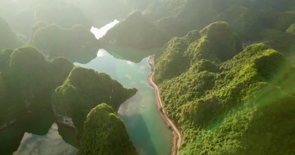 Asien Sudeste Asiático Vietname Norte Son Mountains Karst Mountains Island — Vídeo de Stock