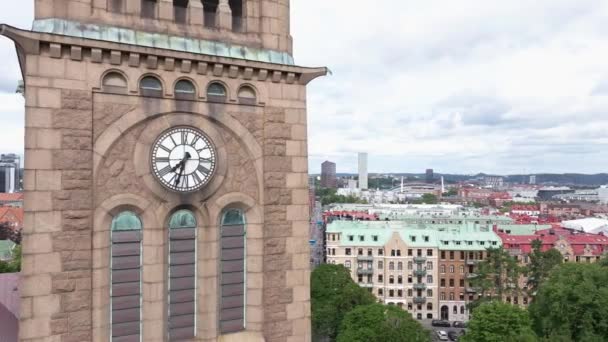Blick Auf Die Vasa Kirche Göteborg Schweden Freizeitpark Liseberg Göteborg — Stockvideo