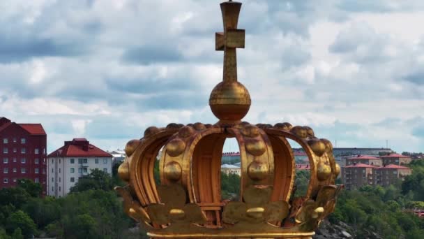 Gotemburgo Suécia Skansen Kronan Tiro Real Coroa Dourada Topo Fortaleza — Vídeo de Stock