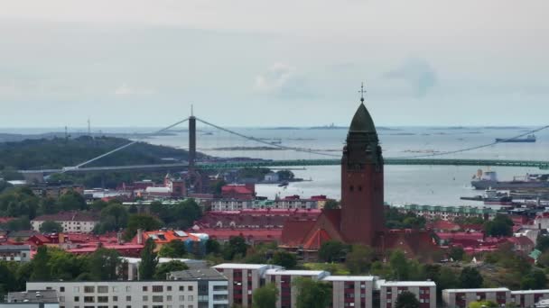 Vista Aerea Panoramica Del Centro Storico Con Oscar Fredrik Chiesa — Video Stock