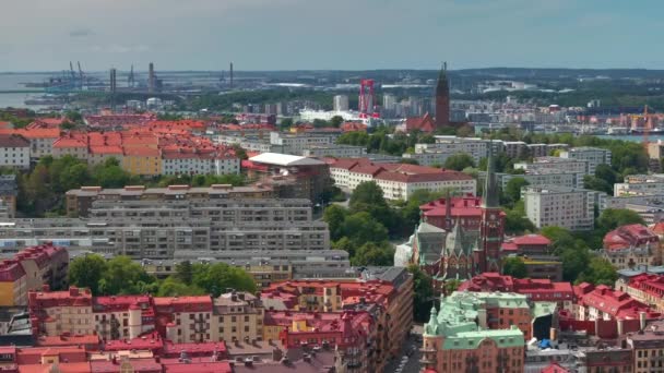 Szenische Luftaufnahme Der Altstadt Mit Der Oscar Fredrik Kirche Herrlichen — Stockvideo