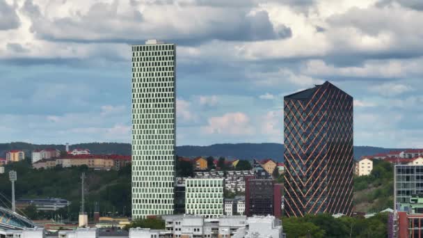 Gotemburgo Suecia Panorama Ciudad Parte Central Ciudad Puesta Sol Desde — Vídeos de Stock