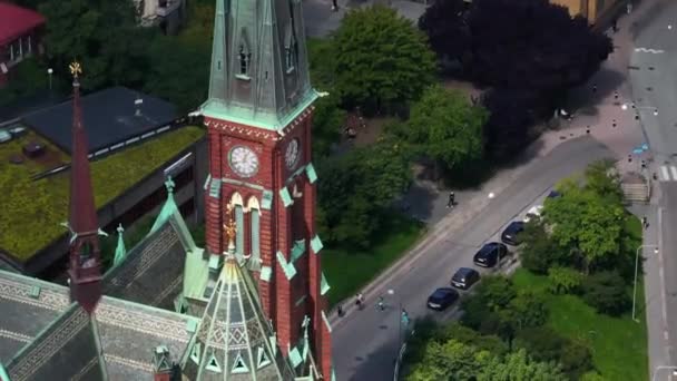 Fassbergs Kyrka Aerial View Gothenburg Svédország Aerial View Downtown View — Stock videók