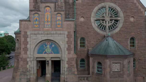 Вид Церковь Васа Гётеборге Швеция Парк Развлечений Liseberg Гётеборге Башня — стоковое видео