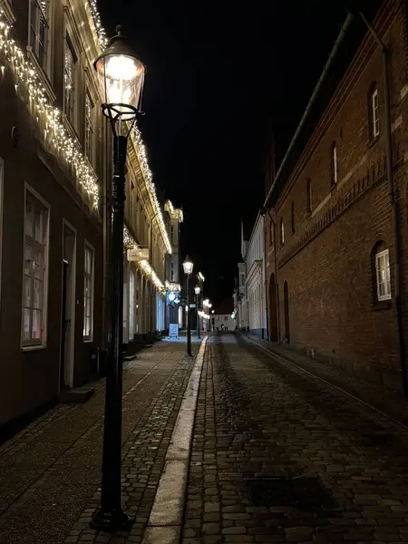 Historic houses in the central street of Viborg, Denmark