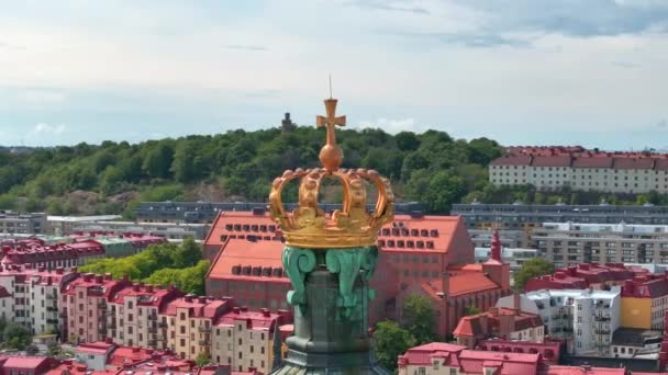 Göteborg Schweden 2023 Skansen Kronan Flächenschuss Der Goldenen Krone Auf — Stockvideo