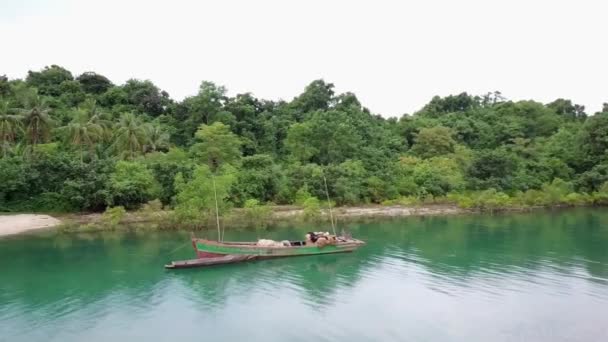 Cultura Tradizionale Della Thailandia Concetto Stile Vita Del Pescatore Drone — Video Stock