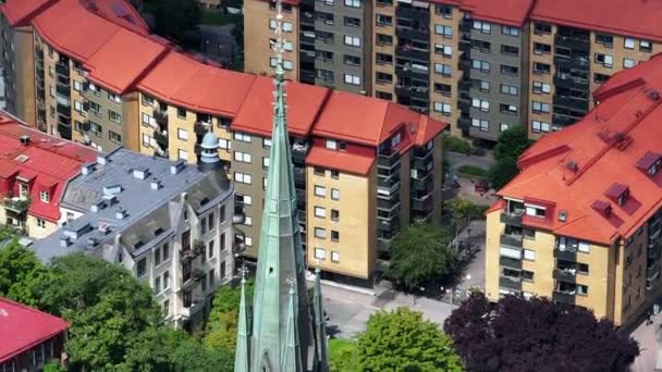 Vue Aérienne Panoramique Vieille Ville Avec Église Oscar Fredrik Dans — Video