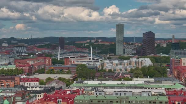 Gotemburgo Suecia Panorama Ciudad Parte Central Ciudad Puesta Sol Desde — Vídeos de Stock