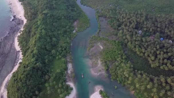 Erstaunliche Natur Malerische Landschaft Insel Mit Boot Für Reisende Phang — Stockvideo