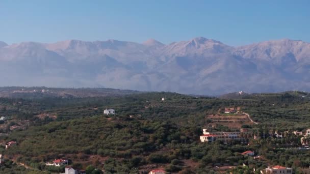 Montagne Vue Aérienne Île Crète Grèce Paysage Montagne Oliveraies Vignobles — Video