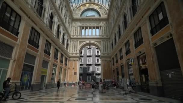 Неаполь Италия Апреля 2022 Вид Стеклянный Потолок Исторической Галереи Royal — стоковое видео