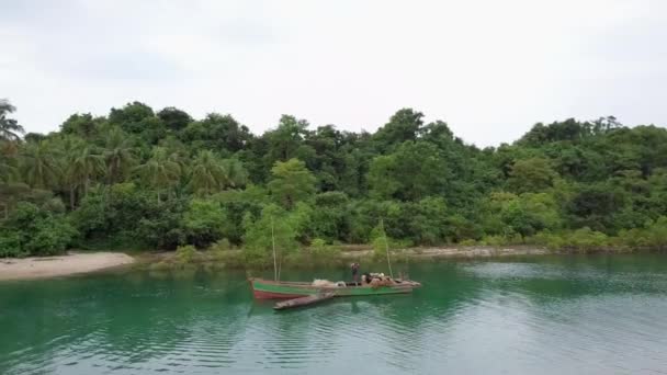 Traditionell Kultur Thailand Begreppet Fisherman Livsstil Drone Syn Fiskebåt Kusten — Stockvideo