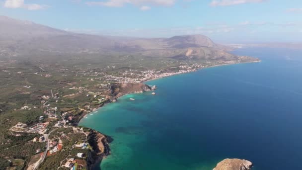 Κρήτη Ελλάδα Αεροπλάνο Επανδρωμένου Παραλία Φαλάσαρνα Στα Χανιά Λιμνοθάλασσα Ελαφονησίου — Αρχείο Βίντεο