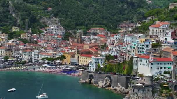 Pohled Pobřeží Amalfi Při Východu Slunce Italské Pobřeží Neapole Města — Stock video