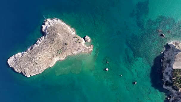 Creta Grécia Drone Aéreo Disparado Praia Falassarna Chania Lagoa Elafonisi — Vídeo de Stock