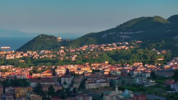 Panoramiczny Widok Salerno Włochy Amalfitana Jest Włoska Droga Przybrzeżna Prowincji — Wideo stockowe
