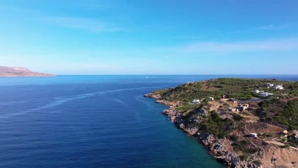 Kreta Griekenland Een Luchtdrone Schot Strand Van Falassarna Chania Lagune — Stockvideo