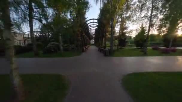 Jardin Promenade Dans Tunnel Potager Sentier Tracé Long Sentier Sous — Video