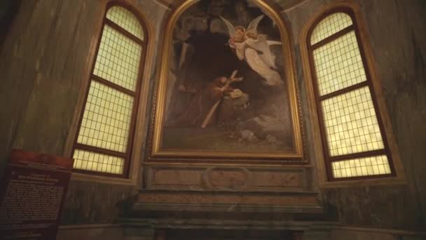 2023年9月28日 ポンペイのローズマリーの聖母バシリカの内部 ロザリオの謎とモザイク 第三の喜びの神秘 イエスの誕生 — ストック動画