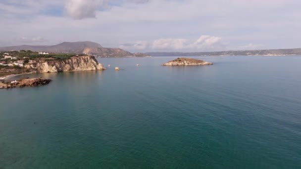 Kreta Yunani Tembakan Pesawat Tanpa Awak Pantai Falassarna Chania Laguna — Stok Video